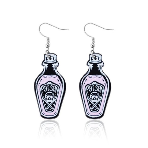 unbranded Jewelry - Witch's Poisin Bottle Earrings 1 1/4" Acrylic